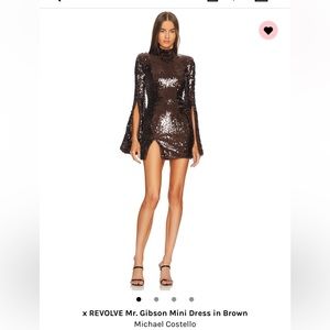 Michael Costello x REVOLVE Mr. Gibson Mini Dress in Brown - size S - NWT